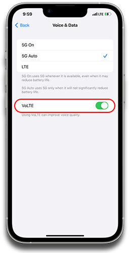 5. Activar la opción VoLTE | Activate the VoLTE option 5. Activar la opción VoLTE | Activate the VoLTE option