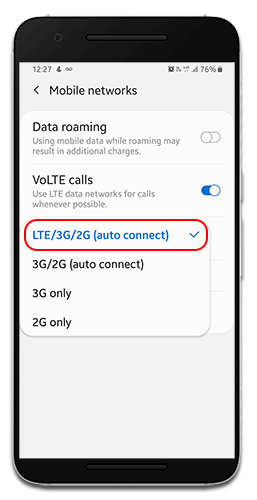 5. Elija del listado LTE/3G/2G | Choose from list LTE/3G/2G 5. Elija del listado LTE/3G/2G | Choose from list LTE/3G/2G